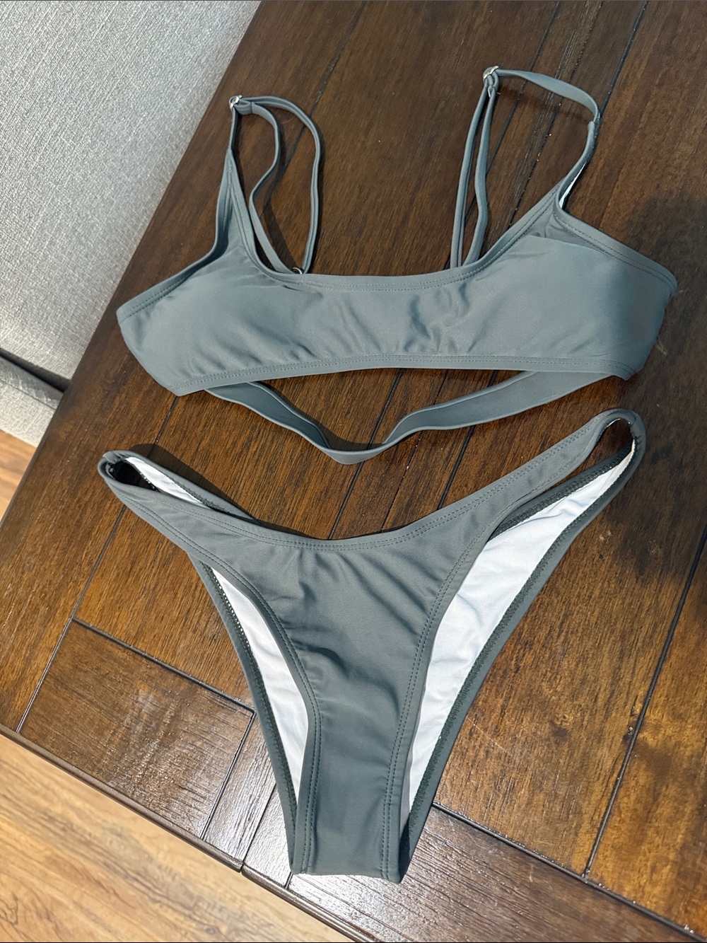 Women’s Olive Green Bikini Set - Bralette Top & High Cut Bottom